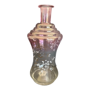 Early 19th Century Bohemian Art Nouveau Glass Carafe With Enameled Floral Decorations