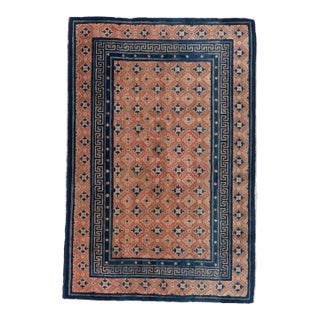 Antique Circa 1900 Orange Chinese Hand Knotted Rug 4ft 4in X 6ft 9in For Sale