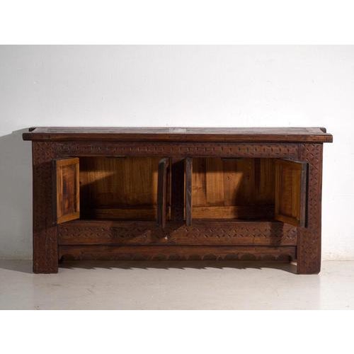 Antique Carved Pine Sideboard, Xinjiang, China, 1900 For Sale - Image 9 of 14