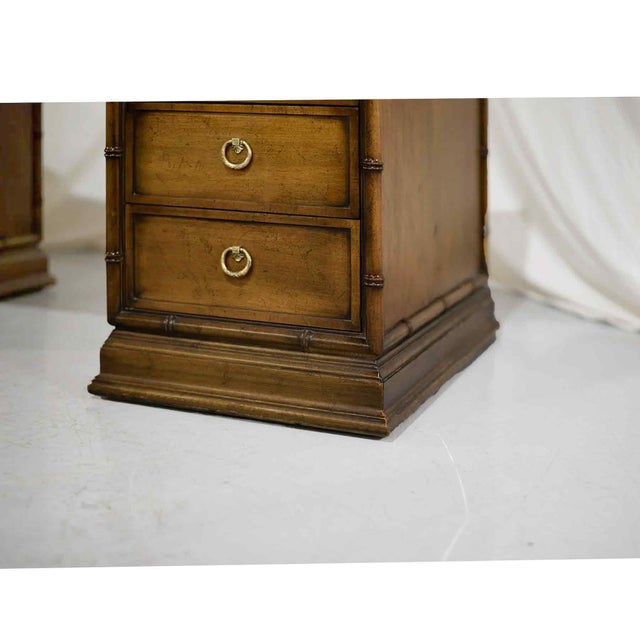 Mid Century Hollywood Regency Faux Bamboo Partner Desk by Sligh Furniture For Sale - Image 11 of 12