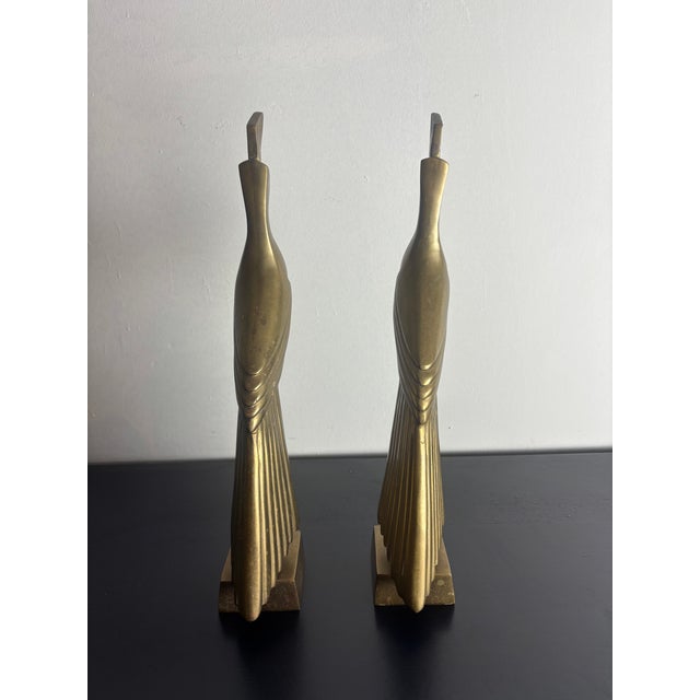 Pair of Vintage Burnished Brass Peacocks For Sale - Image 11 of 12