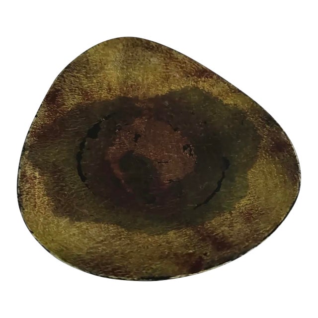 1950s Mid Century Italian Freeform Brass and Enamel Dish, Catch-All For Sale