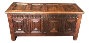18th. Century Highly Carved Paneled French Coffer Chest