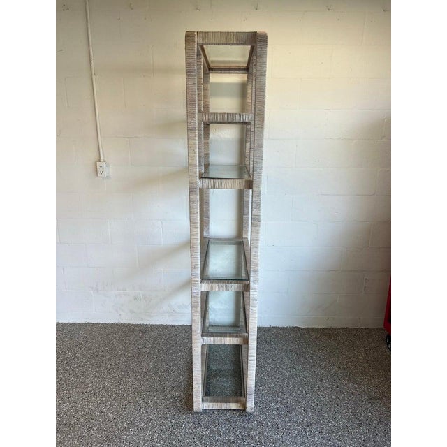 Palm Beach Whitewashed Rattan Etagere For Sale - Image 15 of 18