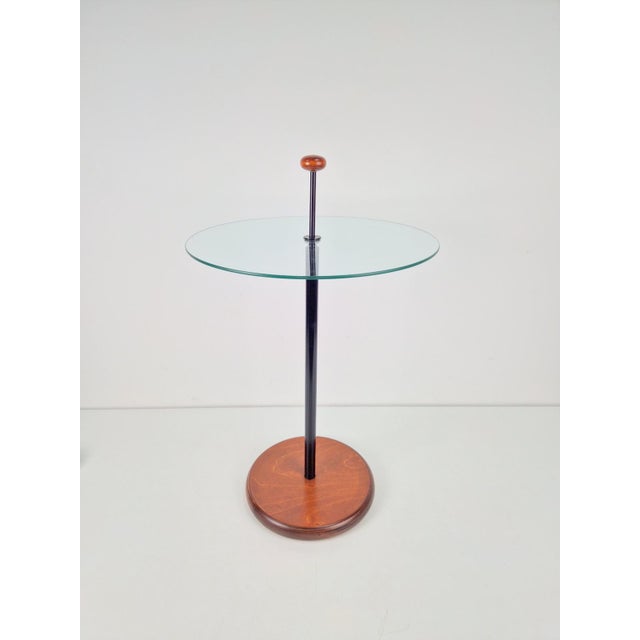 Postmodern Side Table Ball Handle Glass Side Table 1980s Vintage metal/glass side table Design: Postmodern vintage...