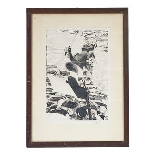 Ennio from Calabria, Composition with Figure, Lithograph For Sale