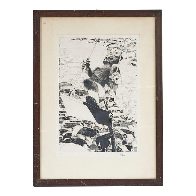 Ennio from Calabria, Composition with Figure, Lithograph For Sale