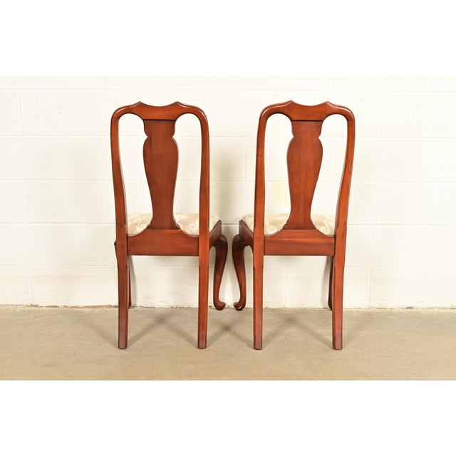 Henkel Harris Queen Anne Solid Cherry Wood Side Chairs or Dining Chairs | Pair For Sale - Image 12 of 15