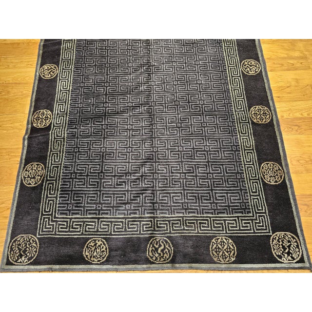Vintage Tibetan Area Rug with Gold Medallions and Deity Symbols, 1920s, 5' x 9' For Sale - Image 12 of 16