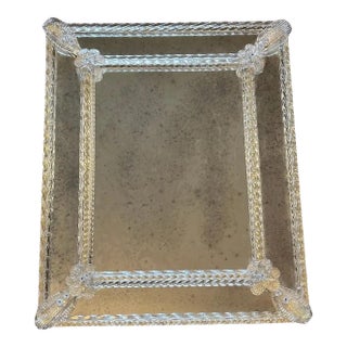 1980s Small Italian Venetian Wall Mirror in Clear and Gold For Sale