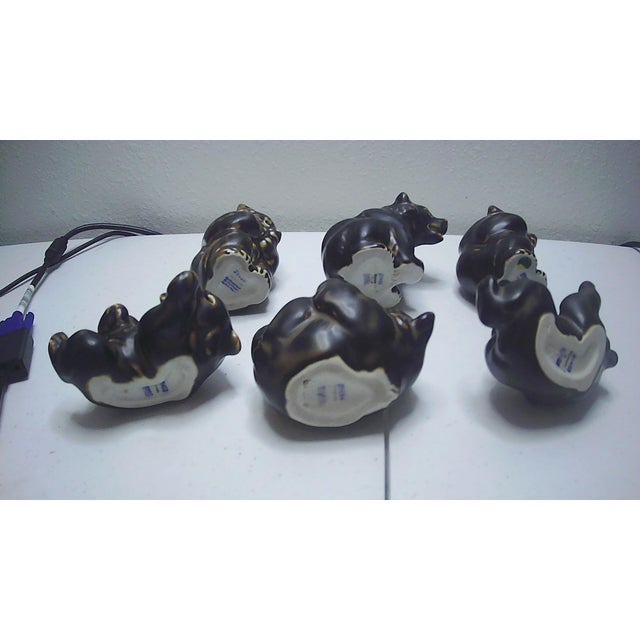 Mid-Century Modern VTG Collectible Set - Royal Copenhagen Set of 6 Bear Cub Figurines by Knud Kyhn For Sale - Image 3 of 10