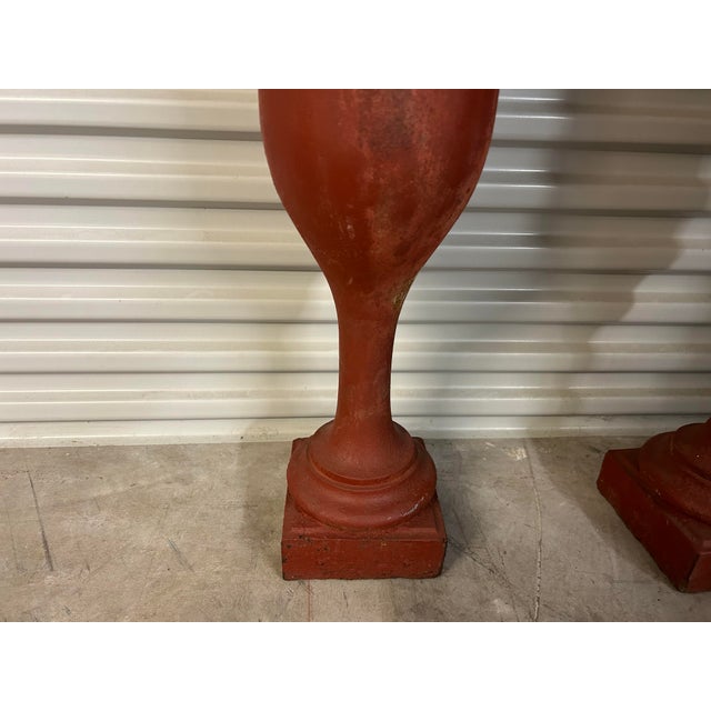 Metal Pair of 1920s French Art Deco Iron Urns For Sale - Image 7 of 10