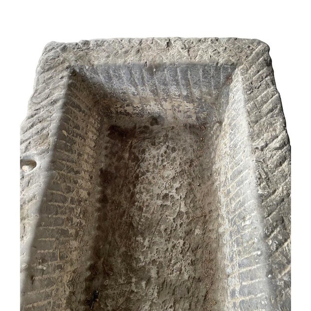 Stone 19th Century Antique Chinese Hand Chiseled Stone Trough/Planter For Sale - Image 7 of 11
