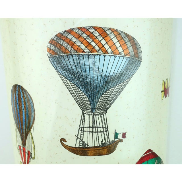 Mid-Century Modern Fornasetti Italian Enameled Metal Hot Air Balloon Umbrella Stand, 1950's For Sale - Image 3 of 17
