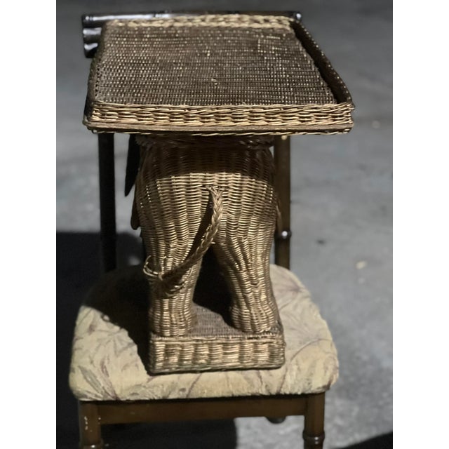 1970s Golden Wicker Elephant Tray Table For Sale - Image 4 of 6