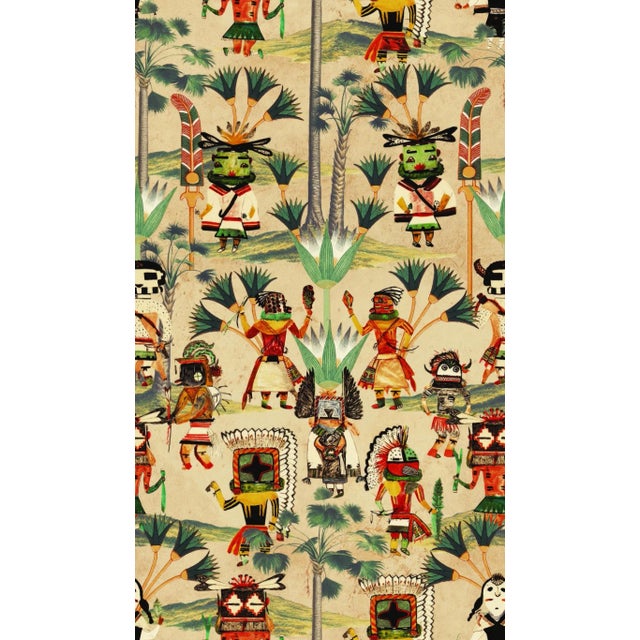 Hopi Spirit Taupe Wallpaper - Set of 3 Rolls For Sale