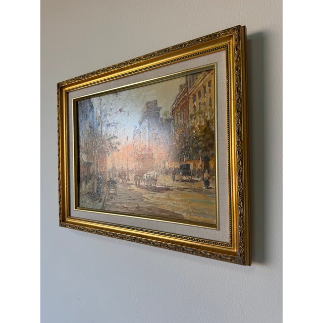 French Vintage Parisian Street Scene Oil on Plywood – Framed For Sale - Image 3 of 11