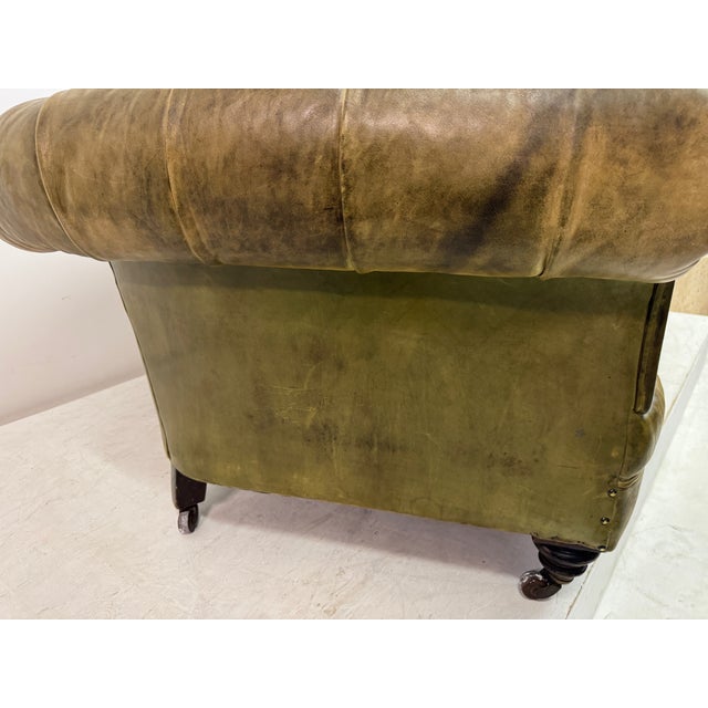 Antique Chesterfield Sofa in Patinated Leather, 1890s For Sale - Image 12 of 16