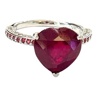 Bochic “Orient” Diamond & Ruby Vintage Solitaire Ring Set in 18k & Silver Size 8.5 For Sale