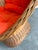 1950s-60s midcentury wicker pod chair w/ original orange velvet cord cushions. Some minor edge breaks to wicker in a...