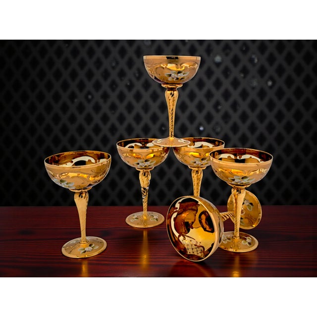 Tre Fuochi Murano Glass Champagne Flutes from Manifattura di Murano, 1960s, Set of 6 For Sale - Image 11 of 12
