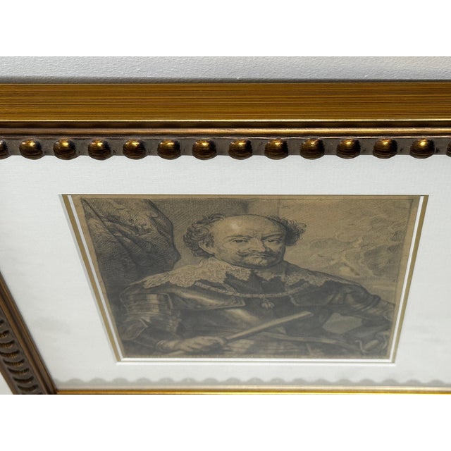 Wood Old Master Portrait in Graphite: John Viii, Count of Nassau, Lord of Cattenell and Beilstein, in Armor — After Van Dyck C1800s For Sale - Image 7 of 18