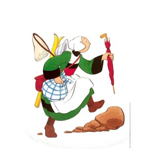 1990s Joseph Pinchon 'Les Promenades de Becassine' Contemporary Multicolor, Green France Offset Lithograph For Sale