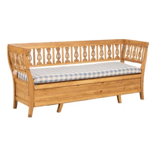 19th Century Swedish Pine Storage Bench With Storage For Sale