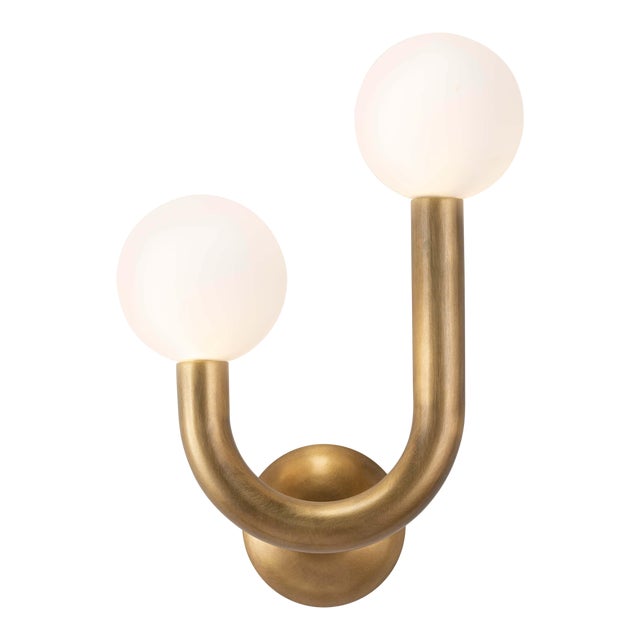Regina Andrew Happy Steel Sconce Left Side, Natural Brass For Sale