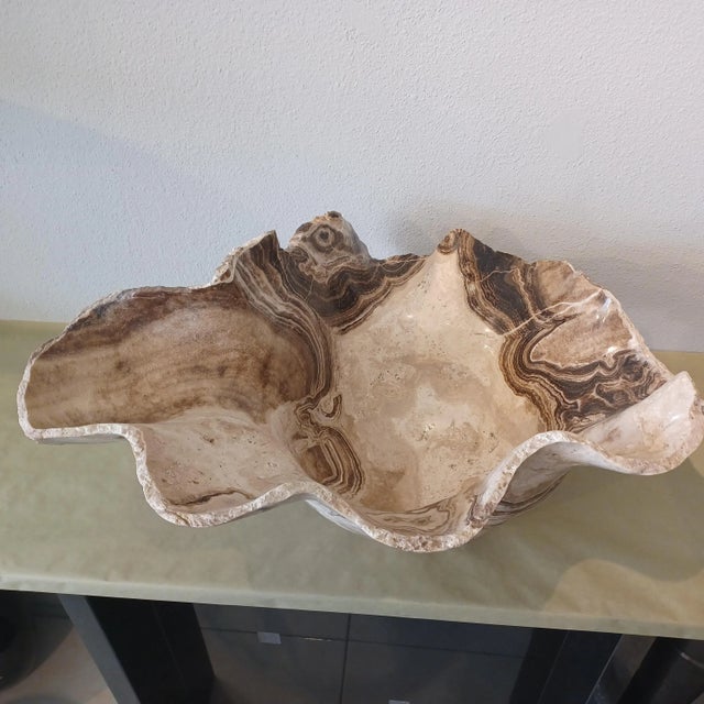 2010s Organic Modern Brown and Beige Onyx Bowl For Sale - Image 5 of 9