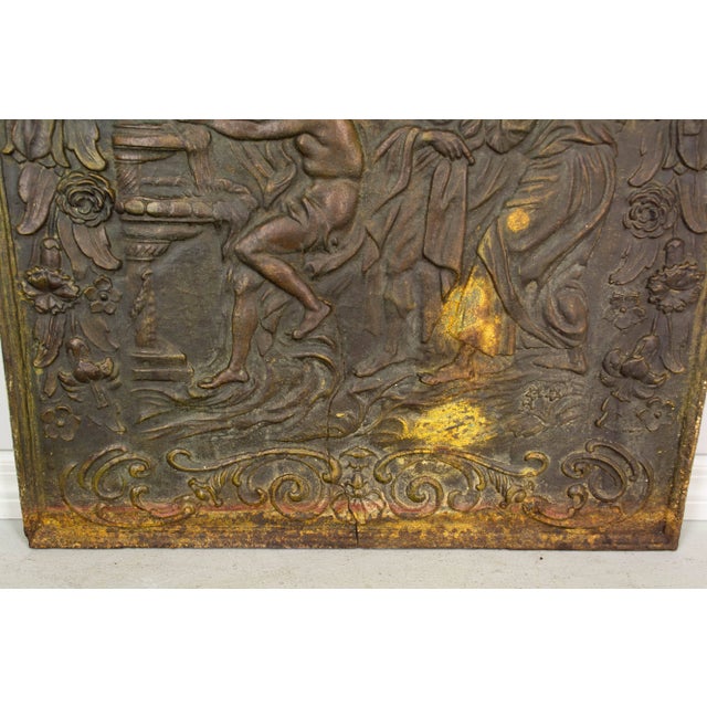 18th Century French Cast Iron Fireback Bas Relief For Sale In Orlando - Image 6 of 8