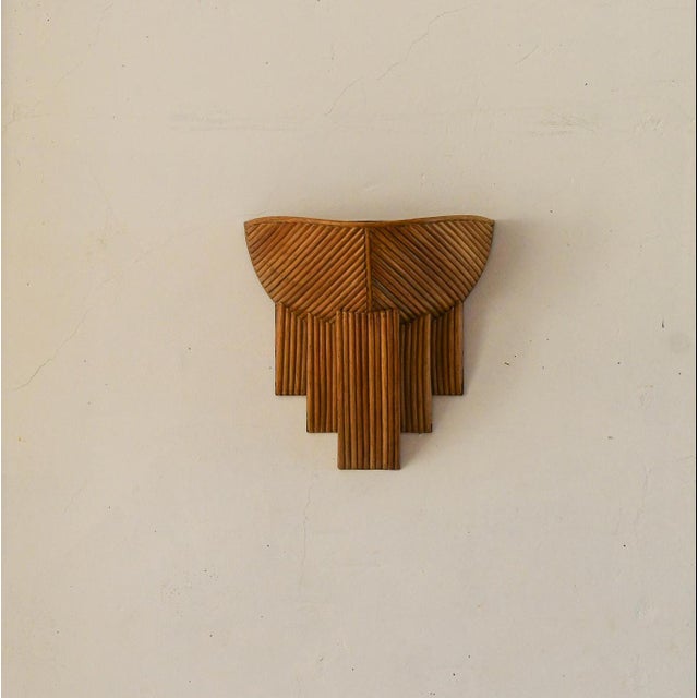 Brown Handcrafted 'Barbara' Half-Dome Rattan Pencil Reed Wall Sconce Bent Rattan Art Deco Wall Light For Sale - Image 8 of 12