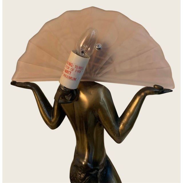 Brass 1980s Art Deco Raymonde Guerbe for Max Le Verrier Style Egyptian Lamp by Sarsaparilla For Sale - Image 8 of 10
