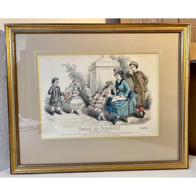 Antique Hand Colored French Fashion Engraving - Circa 1879 For Sale - Image 10 of 10
