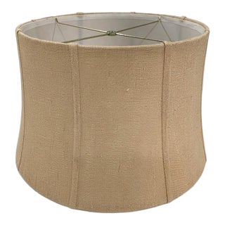 Large Lined Burlap/Jute Drum Lampshade – 20” Dia. Ralph Lauren, Coastal, Rustic & Natural - See Pics! For Sale