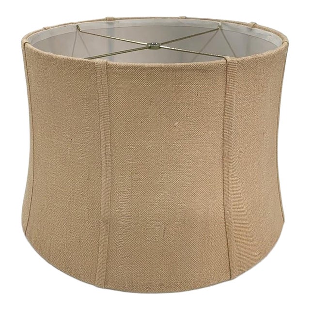 Large Lined Burlap/Jute Drum Lampshade – 20” Dia. Ralph Lauren, Coastal, Rustic & Natural - See Pics! For Sale