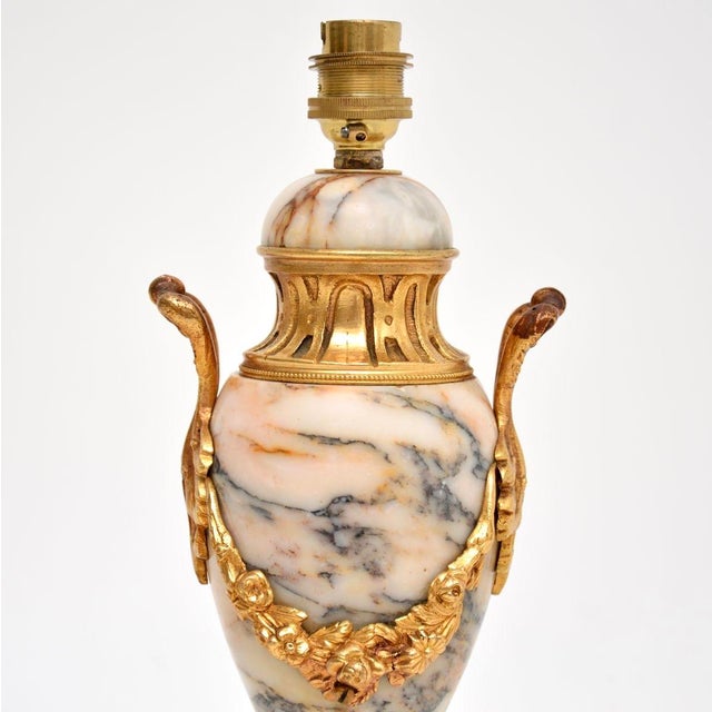 Late 19th Century Antique French Marble and Gilt Bronze Table Lamp, 1890s For Sale - Image 5 of 9