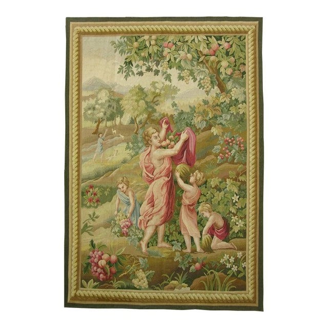 Vintage Tapesrty Depicting Family Mid Harvest For Sale - Image 9 of 9