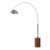 1980s Tambo 92"h 1-Light Arc Lamp, Satin Nickel/White-Luna Bella Leaf Shade, Dark Walnut Base, Satin Nickel, Dimmable, for Living Room or Bedroom For Sale