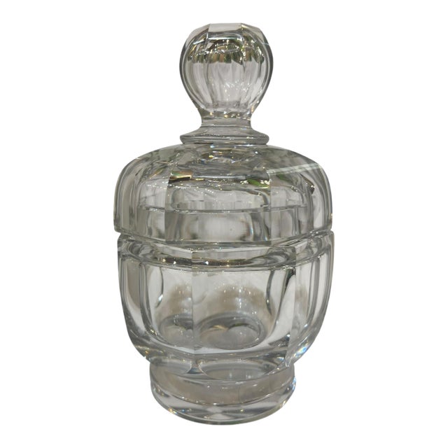 Vintage Cut Crystal Covered Jar For Sale