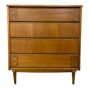Vintage MCM Paul McCobb Style Highboy Four Drawer Chest of Drawers