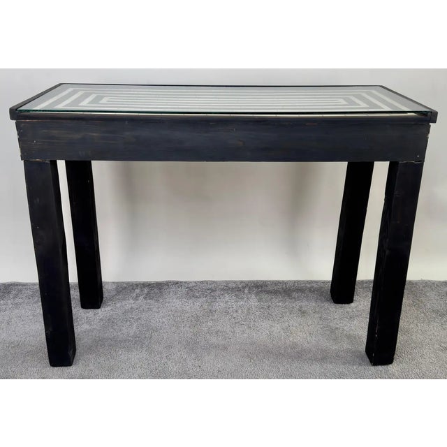 Mid-Century Modern Resin Black & White Console & Mirror a Set 2 Pcs For Sale - Image 11 of 12