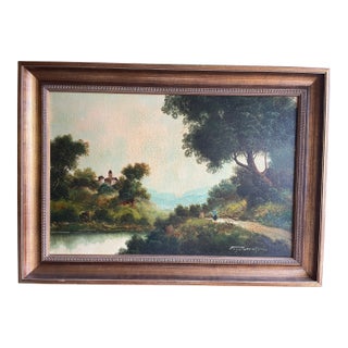 Mid 20th Century Toni Bordignon Painting Oil on Canvas For Sale