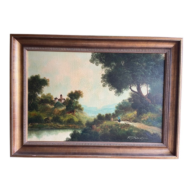 Mid 20th Century Toni Bordignon Painting Oil on Canvas For Sale