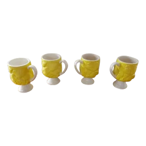 Set of 4 Vintage Ceramic Seashell Pedestal Mugs by Mann, Made in Japan 1976