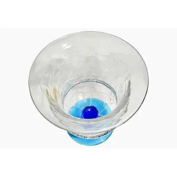 Blenko 1940s Vintage Blue Crackle Art Glass Urn For Sale In Chicago - Image 6 of 8