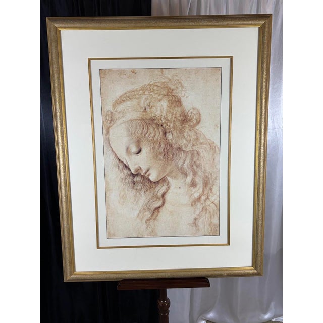 Traditional Large Framed Leonardo Da Vinci "Head of a Woman" (La Scapigliata) Fine Art Print For Sale - Image 3 of 12