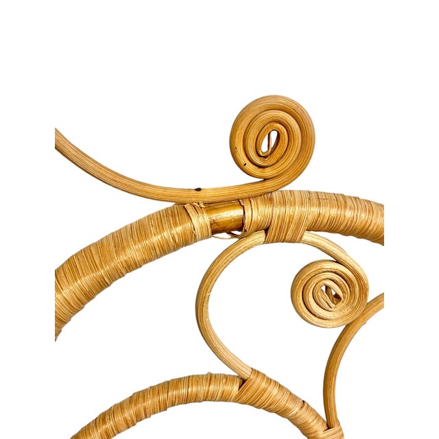 Vintage Twin Size Peacock Wicker Rattan Headboard For Sale - Image 10 of 11