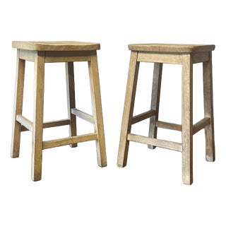Wooden Lab Bar Stools, Set of 2 For Sale