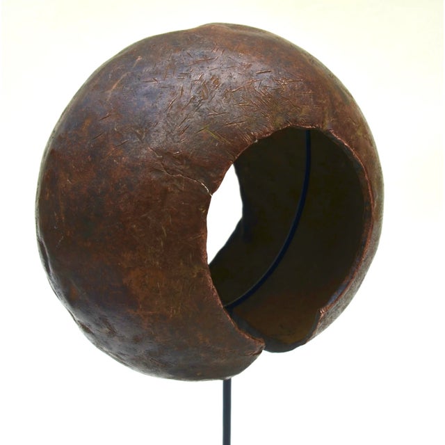 Tribal African Mbole Copper Anklet Currency on Stand For Sale - Image 3 of 7